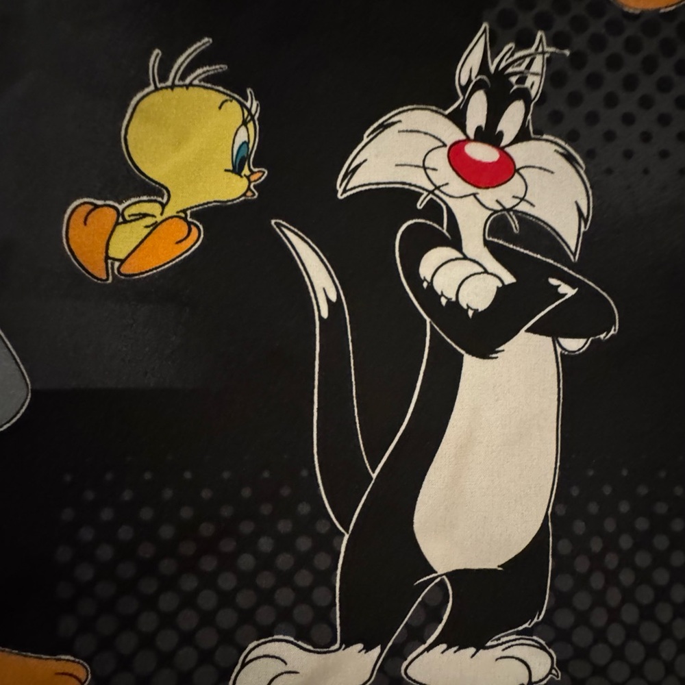 Warner Bros. Looney Tunes Sylvester and Tweety Bird Scrub Top. - Picture 3 of 8